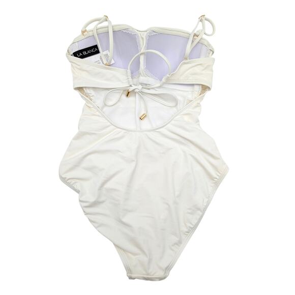 La Blanca Women's Island Goddess Shirred Bandeau One Piece Ivory Size 6 - Picture 4 of 9